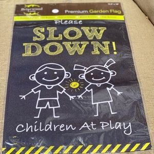 Please Slow Down Children are Playing Garden Flag